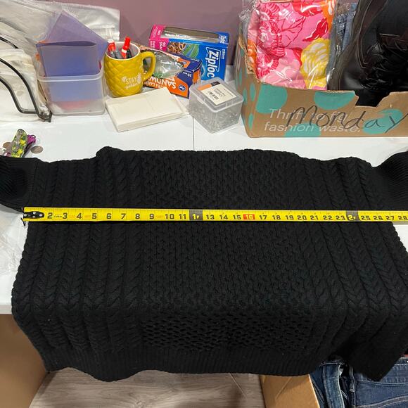 AYR Le Square Extra Fine Merino Wool Black Chunky Knit Sweater Size Small - Picture 10 of 11